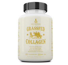 Ancestral Supplements Grass Fed (Living) Collagen—Supports Joints, Marrow Bones, Cartilage, Skin, Hair, Nails (180 Capsules)