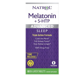 Natrol Melatonin 5 HTP Advanced Sleep Time Release Bi-Layer Tablets Triple-Action Formula Calm T